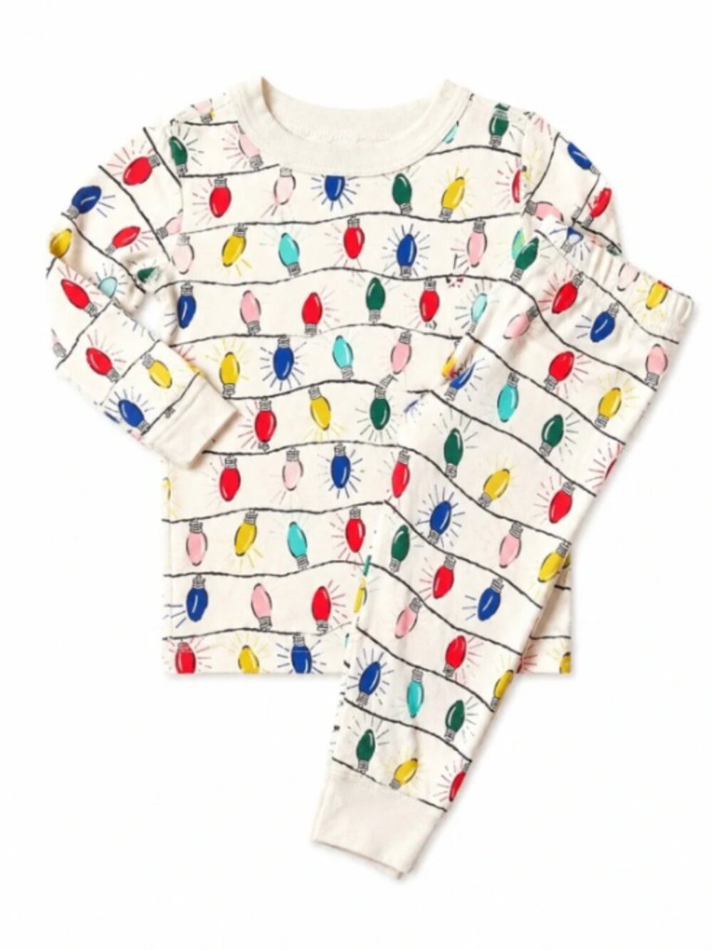 NWT Hanna Andersson Bright Bulbs Christmas Lights Pajama Set Organic Sz 10